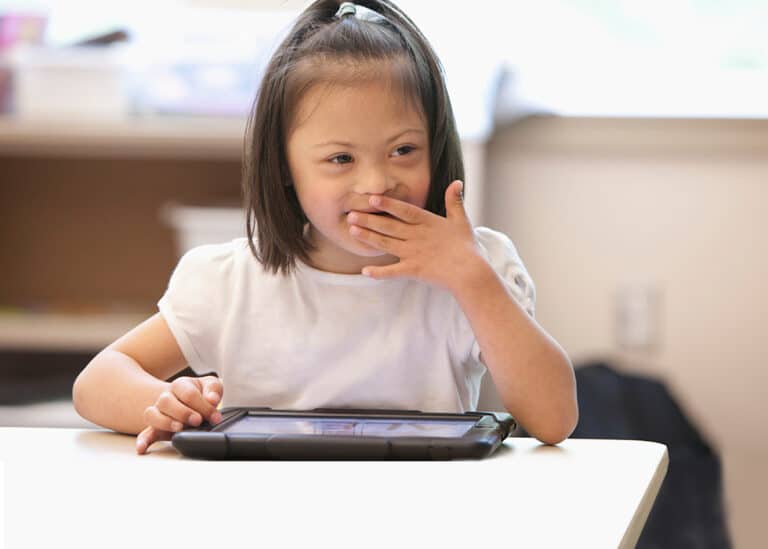 Little girl on a tablet